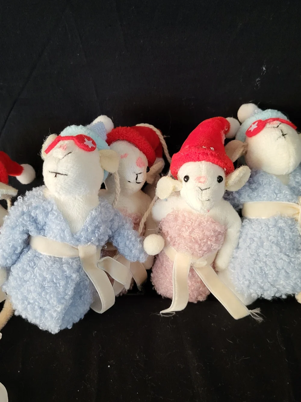 Ashland Red and Cream Plush Relaxing Mice Garland